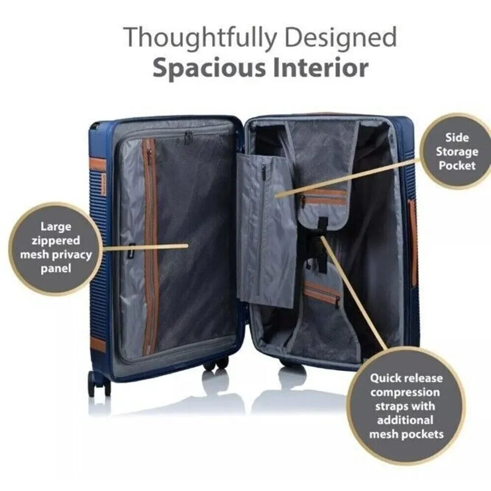 Champs Vintage Air 20 in. Carry on Hardside Spinner Luggage with USB travel bag